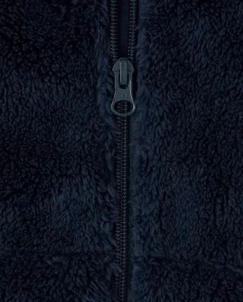 Baby And Toddler Girls Sherpa Zip-Up Hoodie - blue