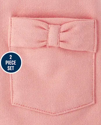 Baby Girls Bow Jumper 2-Piece Playwear Set - pink