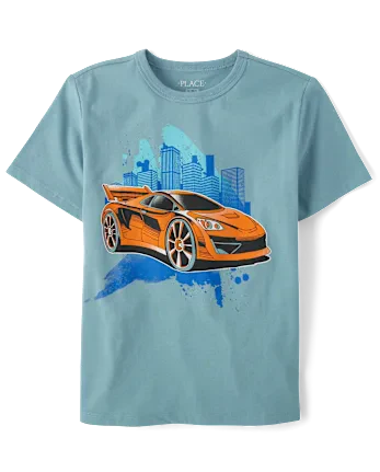 Boys City Car Graphic Tee - blue