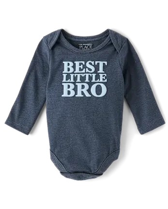 Baby Best Little Bro Graphic Bodysuit - gray