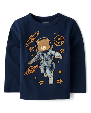 Baby And Toddler Boys Bear Astronaut Graphic Tee - blue