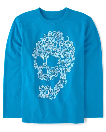 Boys Icon Skull Graphic Tee - blue