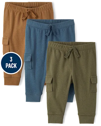 Baby Boys Cargo Jogger Pants 3-Pack - brown