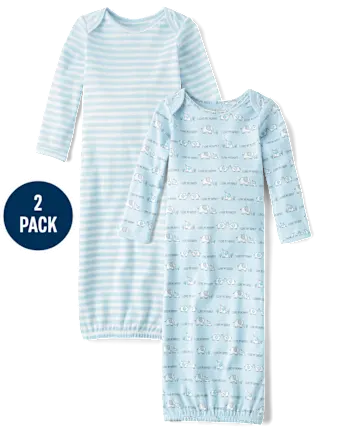 Baby Boys Striped Sleeper Gown 2-Pack - blue