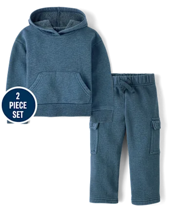 Baby And Toddler Garment Dyed Premium Fleece 2-Piece Outfit Set - blue