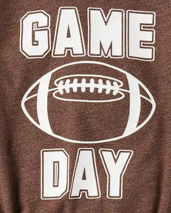 Baby Football Game Day Graphic Bubble Bodysuit - brown