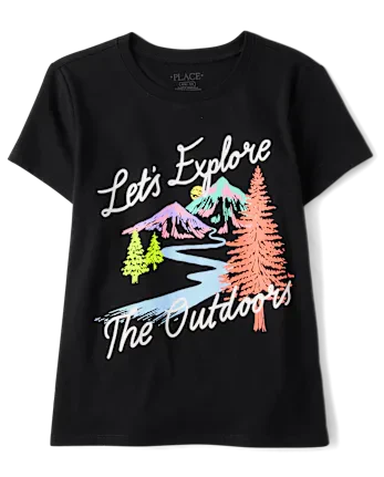 Girls Great Outdoors Graphic Tee - black