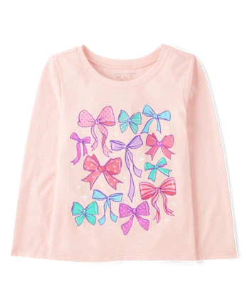 Baby And Toddler Girls Bows Graphic Tee - pink