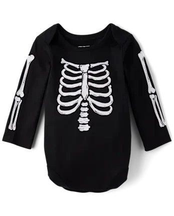 Baby Matching Family Glow Skeleton Graphic Bodysuit - black