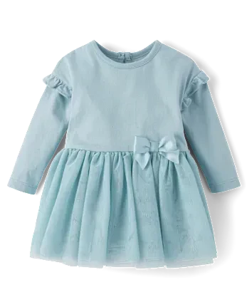 Baby Girls Tutu Bodysuit Dress - blue