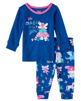 Baby And Toddler Girls Fairy Snug Fit Cotton Pajamas - blue