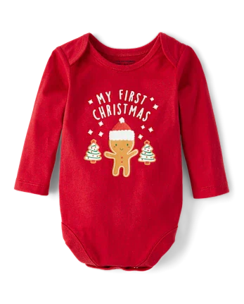 Baby First Christmas Graphic Bodysuit - red