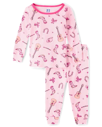 Baby And Toddler Girls Bow Cowgirl Snug Fit Cotton Pajamas - pink