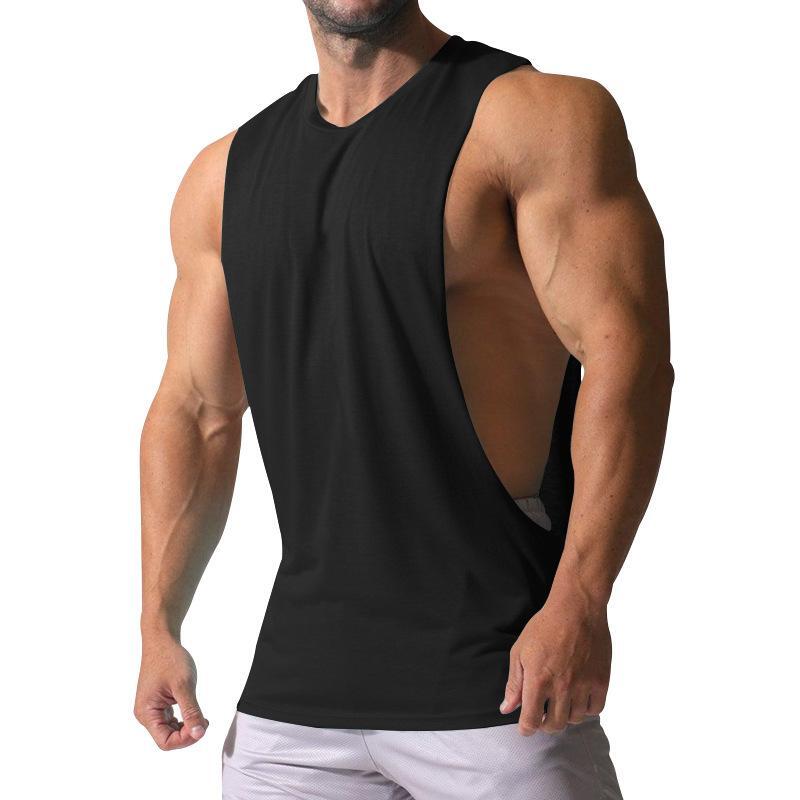 Men's Loose Solid Large Side Slit Sports Fitness Tank Top
