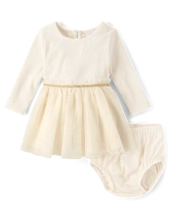 Baby Girls Glitter Tutu Dress - white