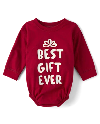 Baby Best Gift Ever Graphic Bubble Bodysuit - red