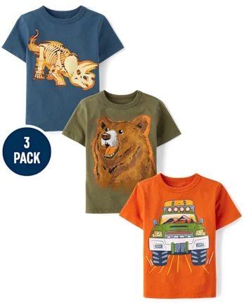 Baby And Toddler Boys Animal Graphic Tee 3-Pack - multi