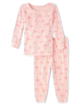Baby And Toddler Girls Heart Pajamas - Super Soft - pink