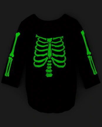 Baby Matching Family Glow Skeleton Graphic Bodysuit - black
