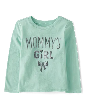 Baby And Toddler Girls Mommy's Girl Graphic Tee - green