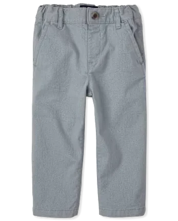 Baby And Toddler Boys Uniform Stretch Straight Chino Pants - gray