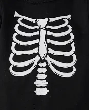 Baby Matching Family Glow Skeleton Graphic Bodysuit - black