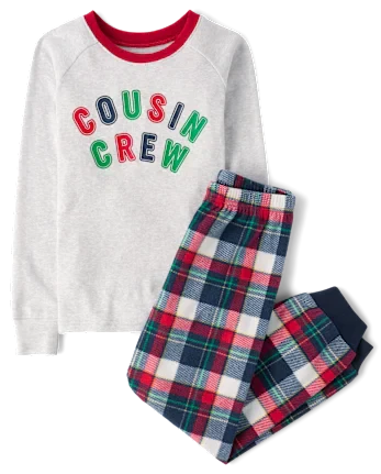 Kids Cousin Crew Snug Fit Cotton And Microfleece Pajamas - blue