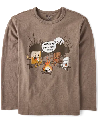 Boys Camping Smores Graphic Tee - brown