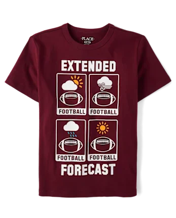 Boys Football Forecast Graphic Tee - burgundy