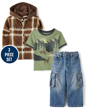 Baby And Toddler Boys Plaid 3-Piece Outfit Set - multi