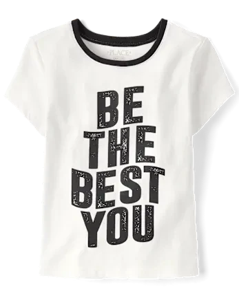 Girls Be The Best You Graphic Baby Tee - white