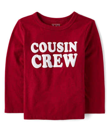 Baby And Toddler Cousin Crew Graphic Tee - red