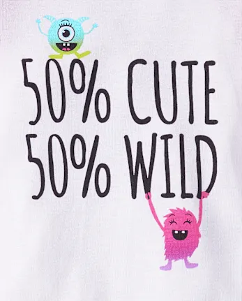 Toddler Girls Monster Snug Fit Cotton Pajamas - black