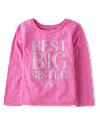 Baby And Toddler Girls Best Big Sister Graphic Tee - pink