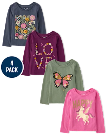 Baby And Toddler Girls Floral Graphic Tee 5-Pack - multi