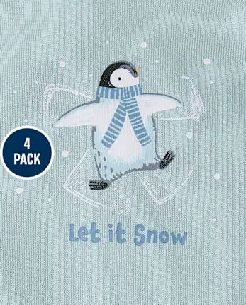 Baby Boys Penguin Bodysuit 4-Pack - blue