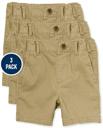 Baby And Toddler Boys Uniform Chino Shorts 3-Pack - tan