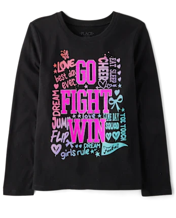 Girls Go Fight Win Graphic Tee - black