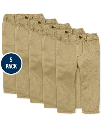 Baby And Toddler Boys Uniform Stretch Skinny Chino Pants 5-Pack - tan