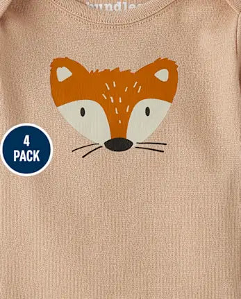 Baby Animal Bodysuit 4-Pack - gray