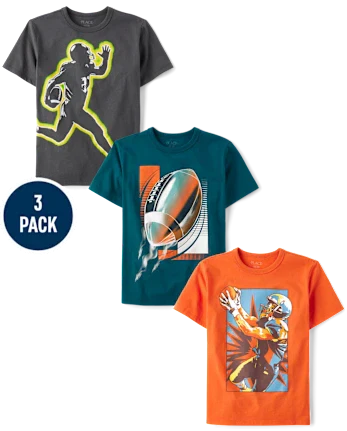 Boys Football Graphic Tee 3-Pack - multi