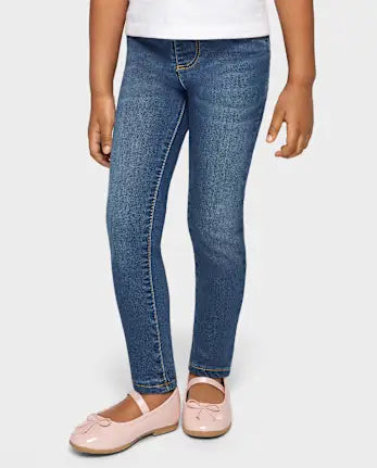 Baby And Toddler Girls Knit Denim Jeggings - denim