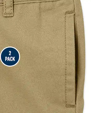 Baby And Toddler Boys Uniform Stretch Straight Chino Pants 2-Pack - tan