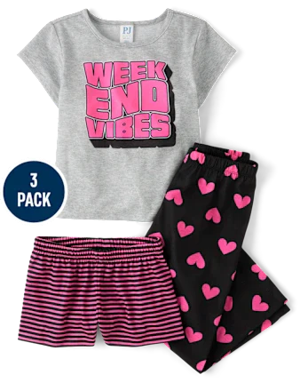 Girls Weekend Vibes 3-Piece Pajama Set - pink