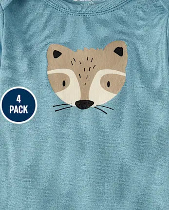 Baby Animal Bodysuit 4-Pack - gray