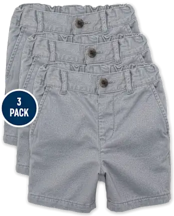 Baby And Toddler Boys Uniform Chino Shorts 3-Pack - gray