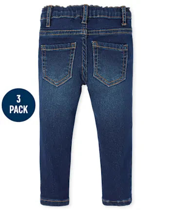 Baby And Toddler Girls Knit Denim Jeggings 3-Pack - denim