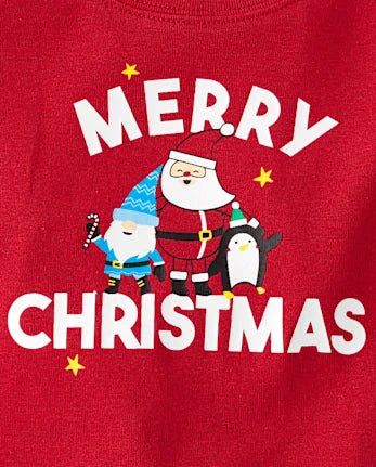 Toddler Matching Family Merry Christmas Cotton And Microfleece Pajamas - green