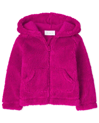 Baby And Toddler Girls Sherpa Zip-Up Hoodie - pink