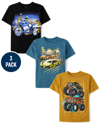 Boys Vehicle Graphic Tee 3-Pack - multi